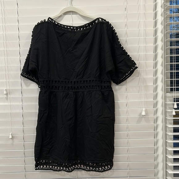 Cynthia Steffens Black 100% Cotton Dress with Beautiful Sewn Detail sz. 14 - Picture 8 of 10